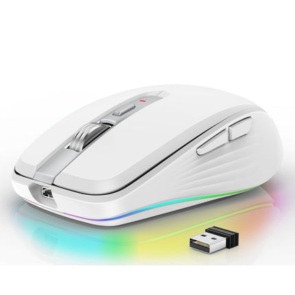 HXSJ M303 2400DPI Dual Mode 2.4GHz + Bluetooth 5.1 Wireless Mouse(White)-garmade.com