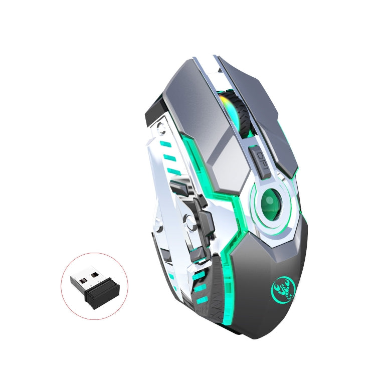HXSJ T30 2400DPI RGB 2.4GHz Wireless Mouse(Metallic Grey)-garmade.com