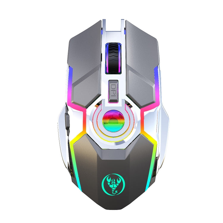 HXSJ T30 2400DPI RGB 2.4GHz Wireless Mouse(Metallic Grey)-garmade.com