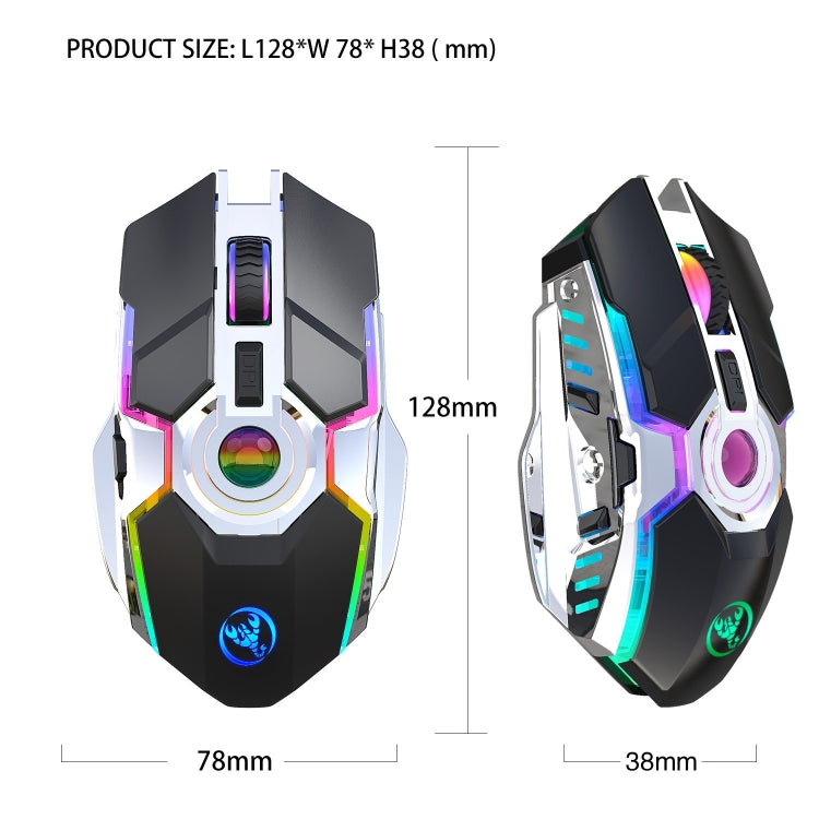 HXSJ T30 2400DPI RGB 2.4GHz Wireless Mouse(Metallic Grey)-garmade.com