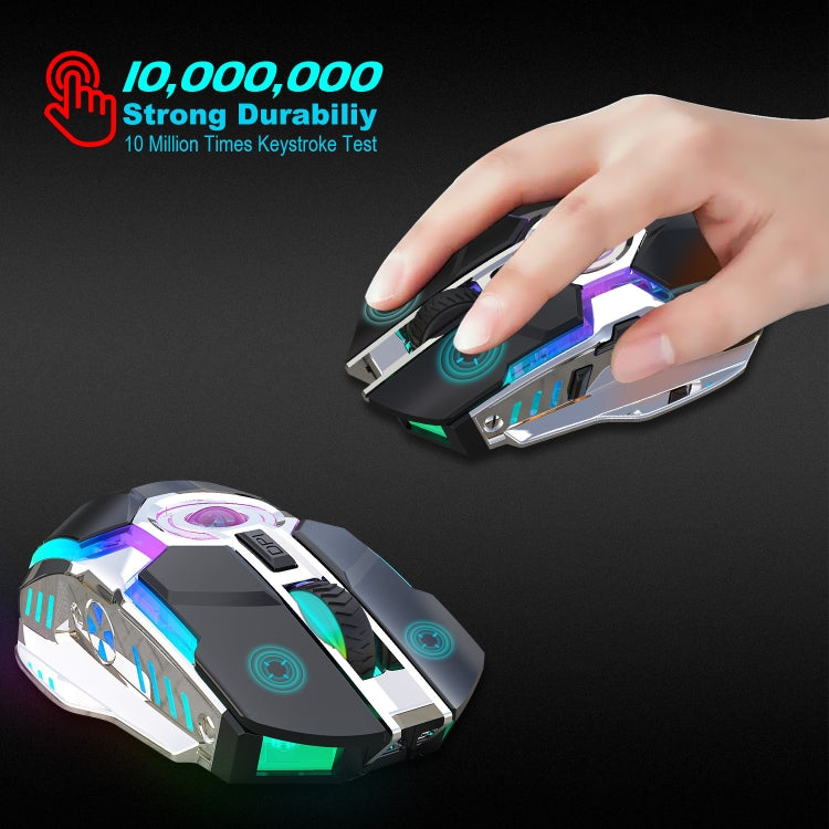 HXSJ T30 2400DPI RGB 2.4GHz Wireless Mouse(Metallic Grey)-garmade.com