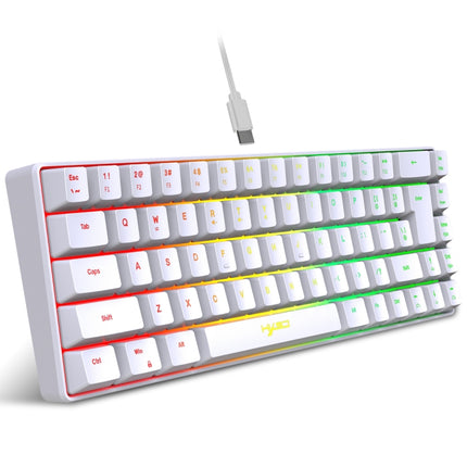 HXSJ V200 Wired RGB Backlit Mechanical Keyboard 68 Key Caps, Cable Length: 1.7m(White)-garmade.com