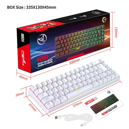 HXSJ V200 Wired RGB Backlit Mechanical Keyboard 68 Key Caps, Cable Length: 1.7m(White)-garmade.com
