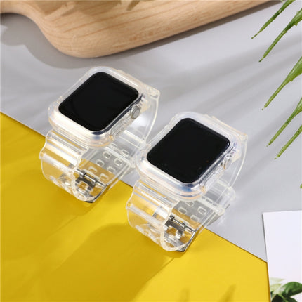 For Apple Watch Series 6 & SE & 5 & 4 44mm / 3 & 2 & 1 42mm Transparent TPU Integrated Replacement Watch Strap-garmade.com