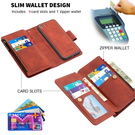 Skin Feel Detachable Magnetic Zipper Horizontal Flip PU Leather Case with Multi-Card Slots & Holder & Wallet & Photo Frame & Lanyard(Brown)-garmade.com
