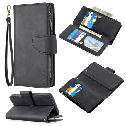 Skin Feel Detachable Magnetic Zipper Horizontal Flip PU Leather Case with Multi-Card Slots & Holder & Wallet & Photo Frame & Lanyard(Black)-garmade.com