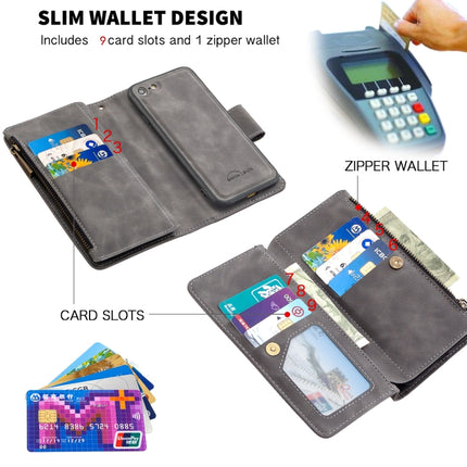 Skin Feel Detachable Magnetic Zipper Horizontal Flip PU Leather Case with Multi-Card Slots & Holder & Wallet & Photo Frame & Lanyard(Grey)-garmade.com