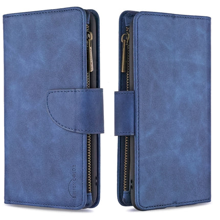 For iPhone XS / X Skin Feel Detachable Magnetic Zipper Horizontal Flip PU Leather Case with Multi-Card Slots & Holder & Wallet & Photo Frame & Lanyard(Blue)-garmade.com