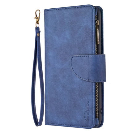 For iPhone XS / X Skin Feel Detachable Magnetic Zipper Horizontal Flip PU Leather Case with Multi-Card Slots & Holder & Wallet & Photo Frame & Lanyard(Blue)-garmade.com