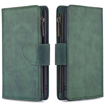 For iPhone XS / X Skin Feel Detachable Magnetic Zipper Horizontal Flip PU Leather Case with Multi-Card Slots & Holder & Wallet & Photo Frame & Lanyard(Green)-garmade.com