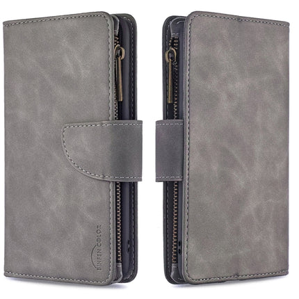 For iPhone XS / X Skin Feel Detachable Magnetic Zipper Horizontal Flip PU Leather Case with Multi-Card Slots & Holder & Wallet & Photo Frame & Lanyard(Grey)-garmade.com