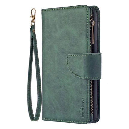 For iPhone 6 Plus Skin Feel Detachable Magnetic Zipper Horizontal Flip PU Leather Case with Multi-Card Slots & Holder & Wallet & Photo Frame & Lanyard(Green)-garmade.com