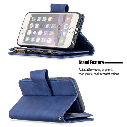 For iPhone 6 Skin Feel Detachable Magnetic Zipper Horizontal Flip PU Leather Case with Multi-Card Slots & Holder & Wallet & Photo Frame & Lanyard(Blue)-garmade.com