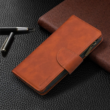 For iPhone 11 Pro Max Skin Feel Detachable Magnetic Zipper Horizontal Flip PU Leather Case with Multi-Card Slots & Holder & Wallet & Photo Frame & Lanyard(Brown)-garmade.com