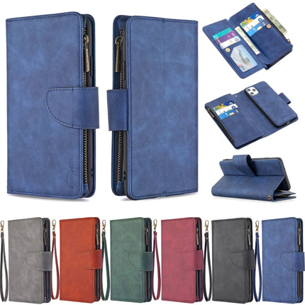 For iPhone 11 Pro Max Skin Feel Detachable Magnetic Zipper Horizontal Flip PU Leather Case with Multi-Card Slots & Holder & Wallet & Photo Frame & Lanyard(Blue)-garmade.com