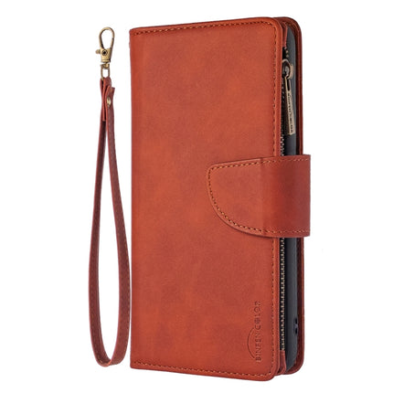 For iPhone 11 Pro Skin Feel Detachable Magnetic Zipper Horizontal Flip PU Leather Case with Multi-Card Slots & Holder & Wallet & Photo Frame & Lanyard(Brown)-garmade.com
