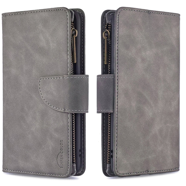 For Samsung Galaxy Note10 Skin Feel Detachable Magnetic Zipper Horizontal Flip PU Leather Case with Multi-Card Slots & Holder & Wallet & Photo Frame & Lanyard(Grey)-garmade.com
