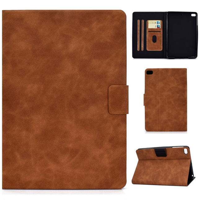 For iPad mini 5 / 4 / 3 / 2 / 1 Cowhide Texture Horizontal Flip Leather Case with Holder & Card Slots & Sleep / Wake-up Function(Brown)-garmade.com