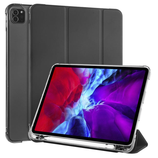 For iPad Pro 11 (2020) / iPad Pro 11(2018) 3-folding Horizontal Flip PU Leather + Shockproof TPU Tablet Case with Holder & Pen Slot(Black)-garmade.com