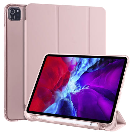 For iPad Pro 11 (2020) / iPad Pro 11(2018) 3-folding Horizontal Flip PU Leather + Shockproof TPU Tablet Case with Holder & Pen Slot(Pink)-garmade.com