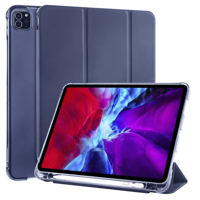 For iPad Pro 11 (2020) / iPad Pro 11(2018) 3-folding Horizontal Flip PU Leather + Shockproof TPU Tablet Case with Holder & Pen Slot(Dark Blue)-garmade.com