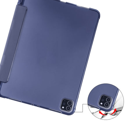 For iPad Pro 11 (2020) / iPad Pro 11(2018) 3-folding Horizontal Flip PU Leather + Shockproof TPU Tablet Case with Holder & Pen Slot(Dark Blue)-garmade.com
