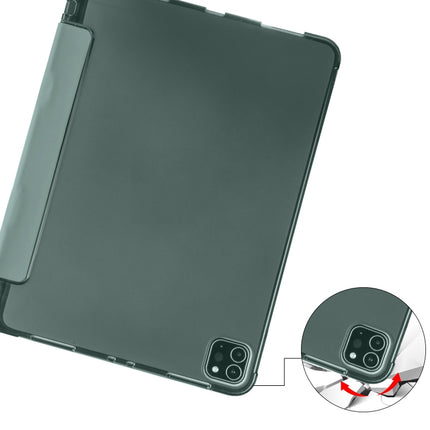 For iPad Pro 11 (2020) / iPad Pro 11(2018) 3-folding Horizontal Flip PU Leather + Shockproof TPU Tablet Case with Holder & Pen Slot(Pine Green)-garmade.com