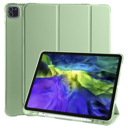 For iPad Pro 12.9 (2020) / iPad Pro 12.9(2018) 3-folding Horizontal Flip PU Leather + Shockproof TPU Tablet Case with Holder & Pen Slot(Matcha Green)-garmade.com