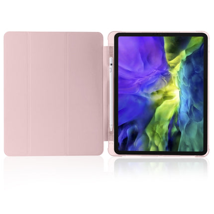 For iPad Pro 12.9 (2020) / iPad Pro 12.9(2018) 3-folding Horizontal Flip PU Leather + Shockproof TPU Tablet Case with Holder & Pen Slot(Pink)-garmade.com