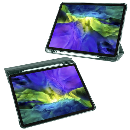 For iPad Pro 12.9 (2020) / iPad Pro 12.9(2018) 3-folding Horizontal Flip PU Leather + Shockproof TPU Tablet Case with Holder & Pen Slot(Pine Green)-garmade.com
