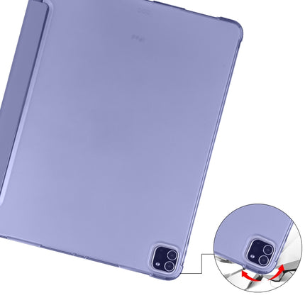 For iPad Pro 12.9 (2020) / iPad Pro 12.9(2018) 3-folding Horizontal Flip PU Leather + Shockproof TPU Tablet Case with Holder & Pen Slot(Lavender Purple)-garmade.com