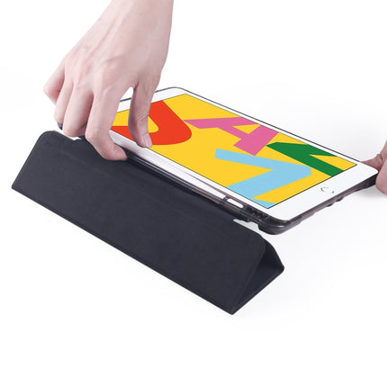 For iPad 10.2 2021 / 2020 / 2019 3-folding Horizontal Flip PU Leather + Shockproof TPU Case with Holder & Pen Slot(Black)-garmade.com