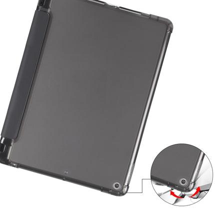 For iPad 10.2 2021 / 2020 / 2019 3-folding Horizontal Flip PU Leather + Shockproof TPU Case with Holder & Pen Slot(Black)-garmade.com