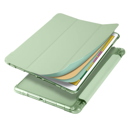 For iPad 10.2 2021 / 2020 / 2019 3-folding Horizontal Flip PU Leather + Shockproof TPU Case with Holder & Pen Slot(Matcha Green)-garmade.com
