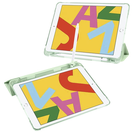 For iPad 10.2 2021 / 2020 / 2019 3-folding Horizontal Flip PU Leather + Shockproof TPU Case with Holder & Pen Slot(Matcha Green)-garmade.com