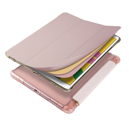 For iPad 10.2 2021 / 2020 / 2019 3-folding Horizontal Flip PU Leather + Shockproof TPU Case with Holder & Pen Slot(Pink)-garmade.com