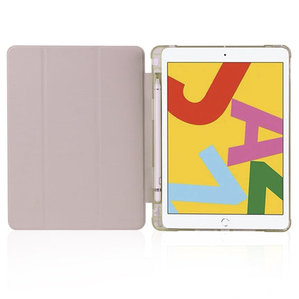 For iPad 10.2 2021 / 2020 / 2019 3-folding Horizontal Flip PU Leather + Shockproof TPU Case with Holder & Pen Slot(Pink)-garmade.com