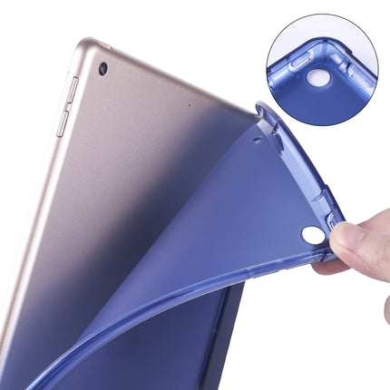 For iPad 10.2 2021 / 2020 / 2019 3-folding Horizontal Flip PU Leather + Shockproof TPU Case with Holder & Pen Slot(Dark Blue)-garmade.com