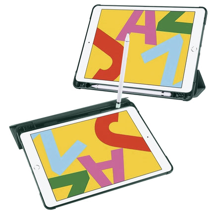 For iPad 10.2 2021 / 2020 / 2019 3-folding Horizontal Flip PU Leather + Shockproof TPU Case with Holder & Pen Slot(Pine Green)-garmade.com