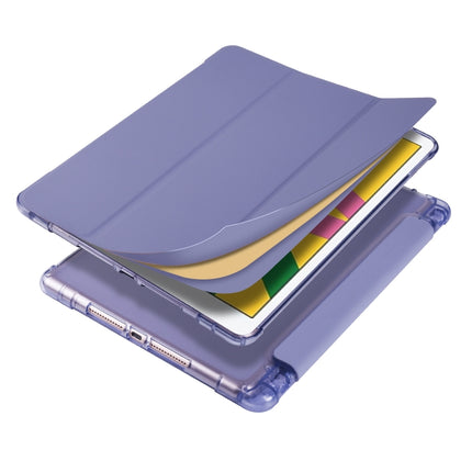 For iPad 10.2 2021 / 2020 / 2019 3-folding Horizontal Flip PU Leather + Shockproof TPU Case with Holder & Pen Slot(Lavender Purple)-garmade.com