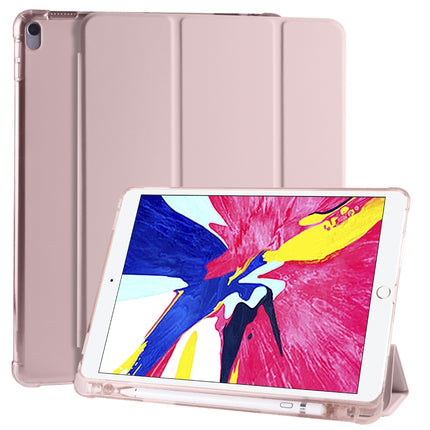 For iPad Pro 10.5 inch / Air 3 10.5 inch 3-folding Horizontal Flip PU Leather + Shockproof TPU Case with Holder & Pen Slot(Pink)-garmade.com