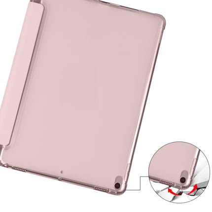 For iPad Pro 10.5 inch / Air 3 10.5 inch 3-folding Horizontal Flip PU Leather + Shockproof TPU Case with Holder & Pen Slot(Pink)-garmade.com