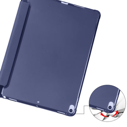For iPad Pro 10.5 inch / Air 3 10.5 inch 3-folding Horizontal Flip PU Leather + Shockproof TPU Case with Holder & Pen Slot(Dark Blue)-garmade.com