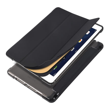 For iPad Air / Air 2 / 9.7 (2017) & (2018) 3-folding Horizontal Flip PU Leather + Shockproof TPU Case with Holder & Pen Slot(Black)-garmade.com