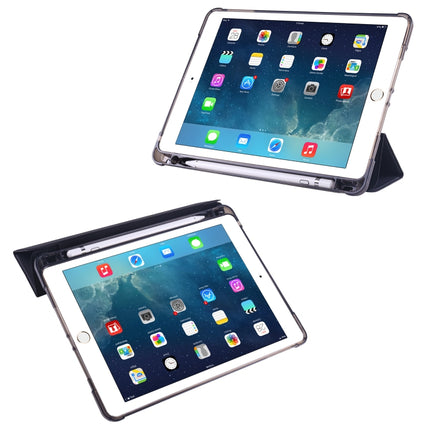 For iPad Air / Air 2 / 9.7 (2017) & (2018) 3-folding Horizontal Flip PU Leather + Shockproof TPU Case with Holder & Pen Slot(Black)-garmade.com