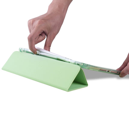 For iPad Air / Air 2 / 9.7 (2017) & (2018) 3-folding Horizontal Flip PU Leather + Shockproof TPU Case with Holder & Pen Slot(Matcha Green)-garmade.com