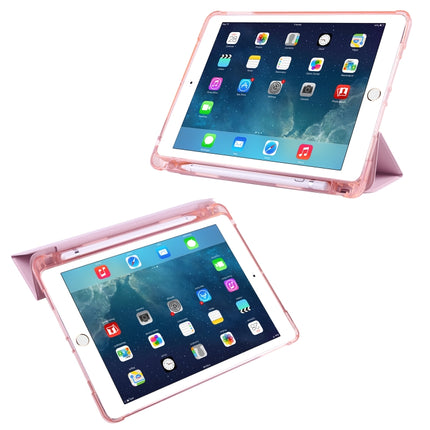 For iPad Air / Air 2 / 9.7 (2017) & (2018) 3-folding Horizontal Flip PU Leather + Shockproof TPU Case with Holder & Pen Slot(Pink)-garmade.com