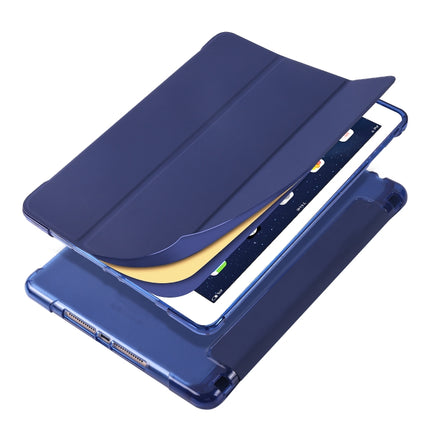 For iPad Air / Air 2 / 9.7 (2017) & (2018) 3-folding Horizontal Flip PU Leather + Shockproof TPU Case with Holder & Pen Slot(Dark Blue)-garmade.com