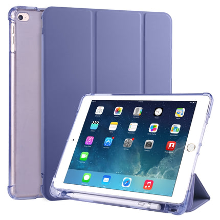 For iPad Air / Air 2 / 9.7 (2017) & (2018) 3-folding Horizontal Flip PU Leather + Shockproof TPU Case with Holder & Pen Slot(Lavender Purple)-garmade.com