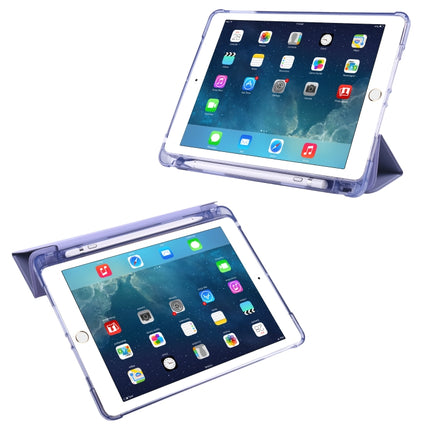 For iPad Air / Air 2 / 9.7 (2017) & (2018) 3-folding Horizontal Flip PU Leather + Shockproof TPU Case with Holder & Pen Slot(Lavender Purple)-garmade.com